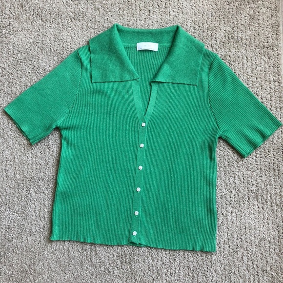 OAK + FORT Tops - Oak and Fort Green Ribbed Cardigan Top